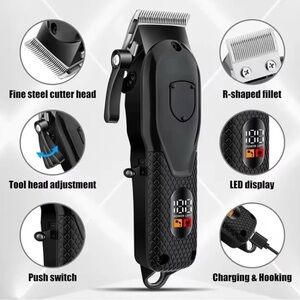 Sleek Black Hair Clipper with LED Display